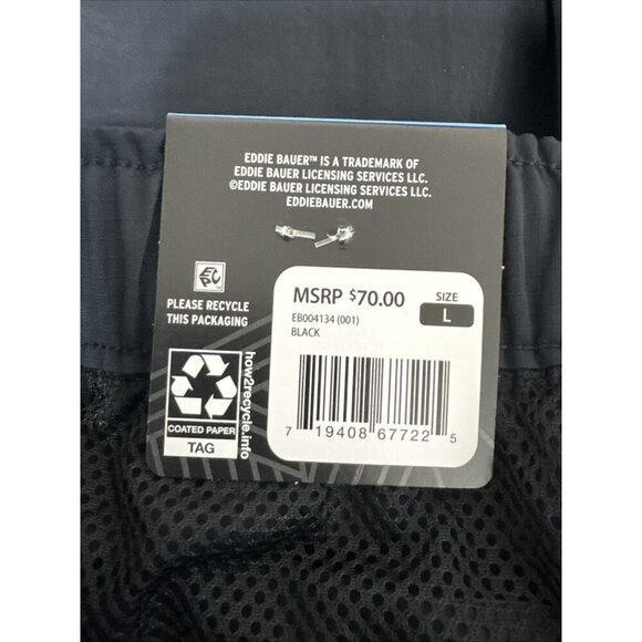 Eddie Bauer Men's L Ripstop Tech Short Black Nylon Belt NWT Inseam 7.75" UPF 50+ - Picture 11 of 16